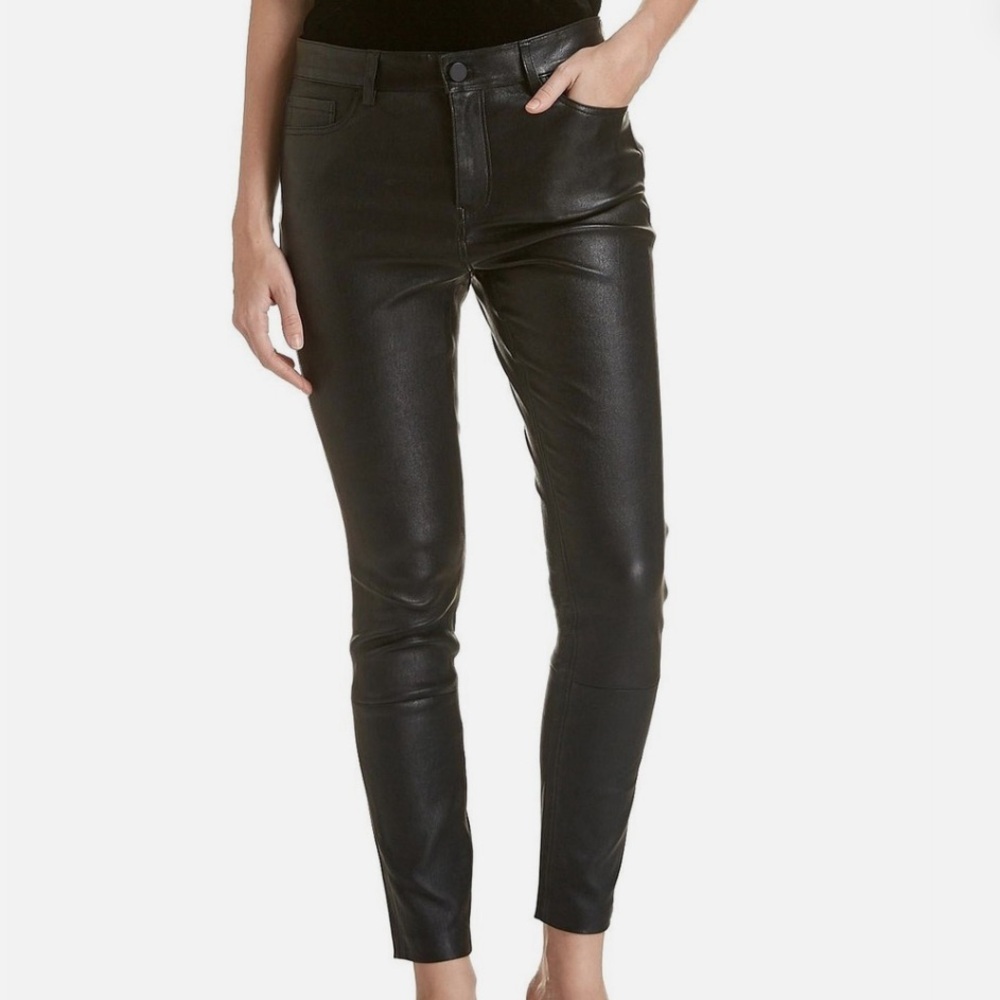 Theory Black Lambskin Pants